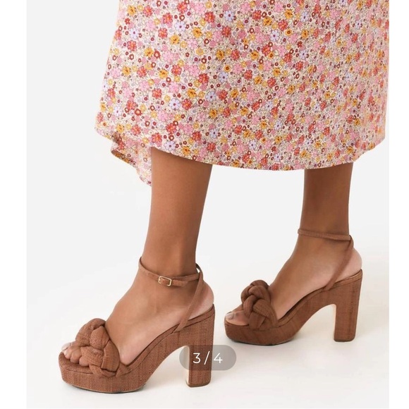 Loeffler RandallFae Braided Raffia Platform Sandals women size 7 brown new $425